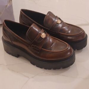 STEVE MADDEN madden girl calista loafer Brown & Gold SZ 10